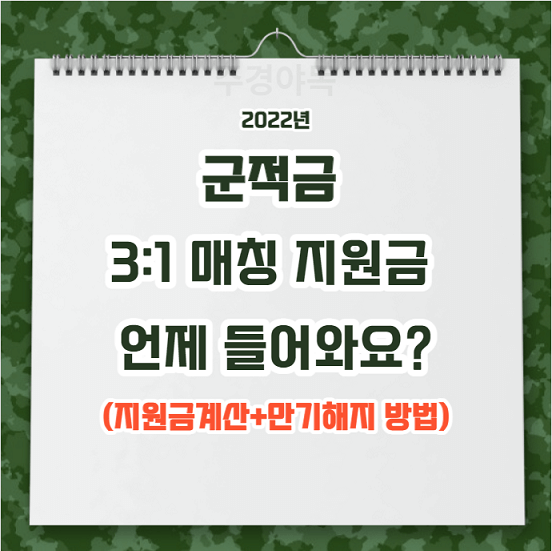 내일장병준비적금-3대1-정부-매칭지원금-계산방법-및-만기해지시-지원금-언제-받을-수-있는지-안내