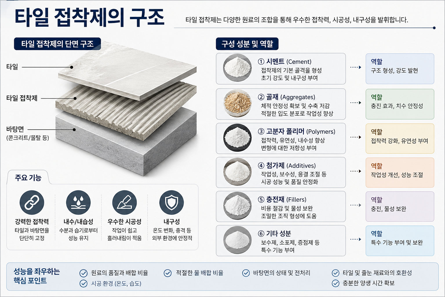 타일 접착제의 구조