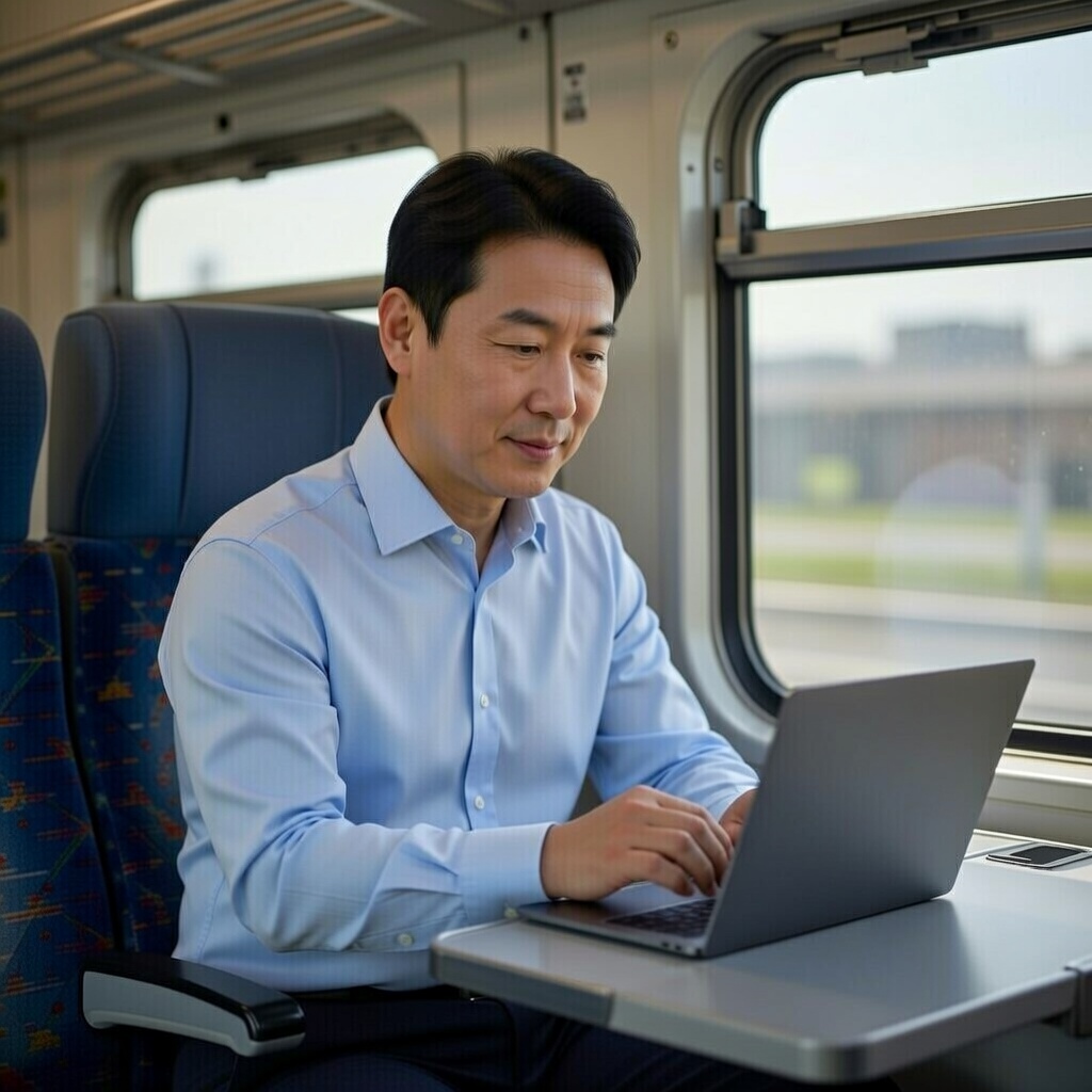 중년 남성 사업가가 렙탑으로 종합소득세 모두채움으로 신고하는 모습