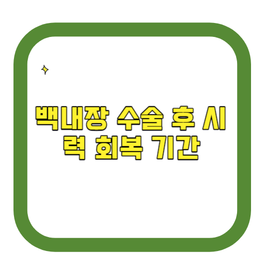 백내장 수술 후 시력 회복 기간 총정리