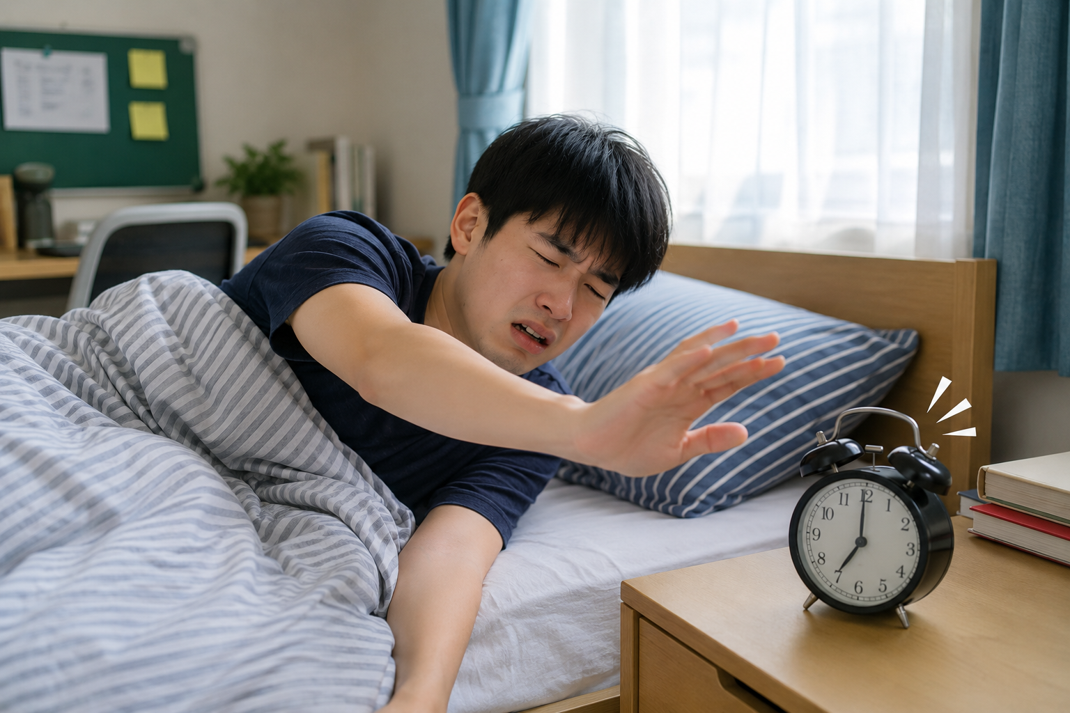 늦게 일어나는 모습