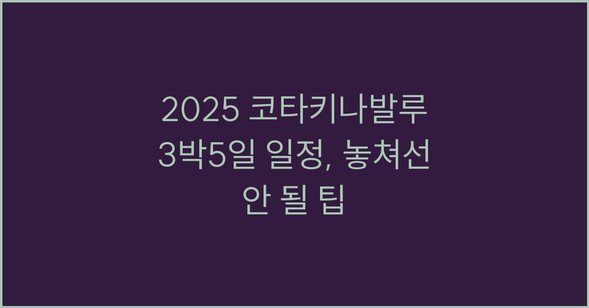 2025 코타키나발루 3박5일 일정
