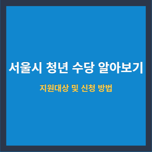 서울시 청년 수당 알아보기, 지원대상 및 신청방법