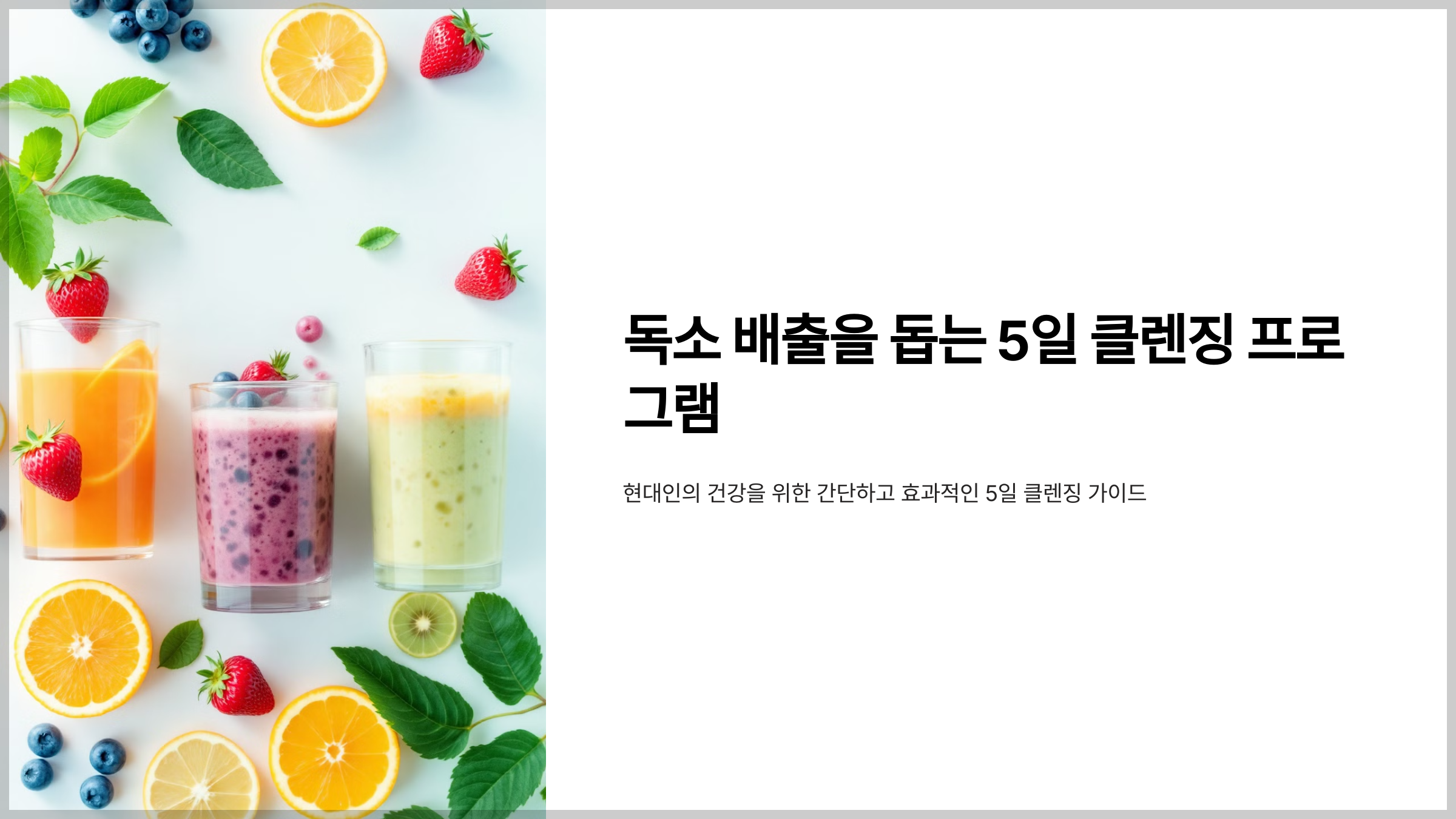 독소 배출을 돕는 5일 클렌징 프로그램