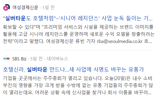 실버타운 관련 뉴스 기사들