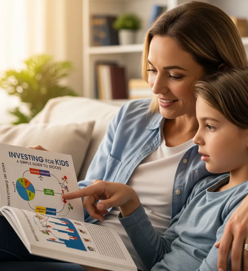 엄마가 아이에게 경제교육을 시키는 이미지