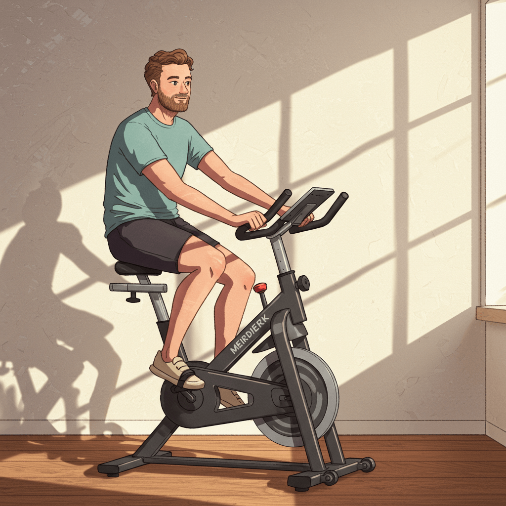 실내 자전거 타고있는 남자