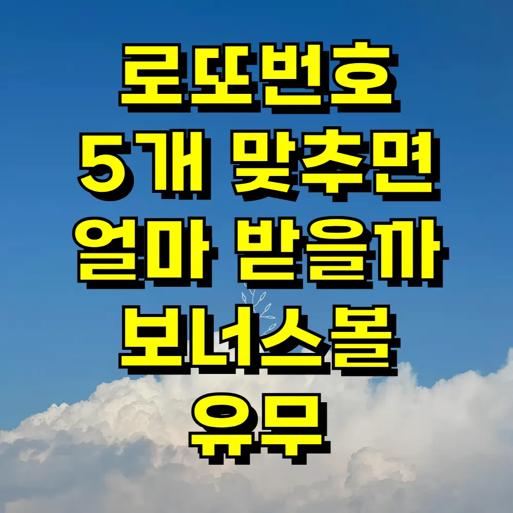 로또번호 5개 맞추면 얼마 받을까 보너스볼 유무