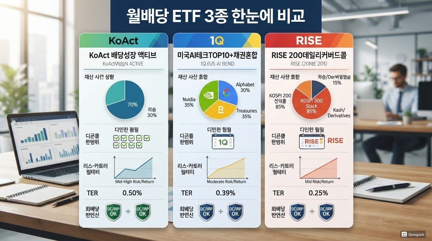 월배당 ETF 3종 한눈에 비교