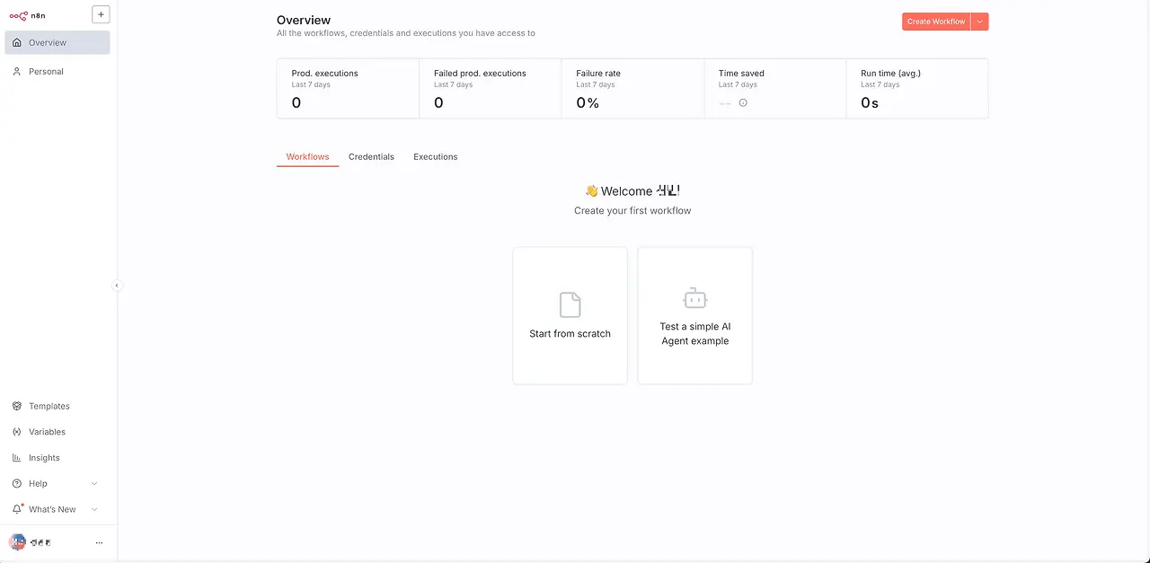 N8N 설정 완료 화면