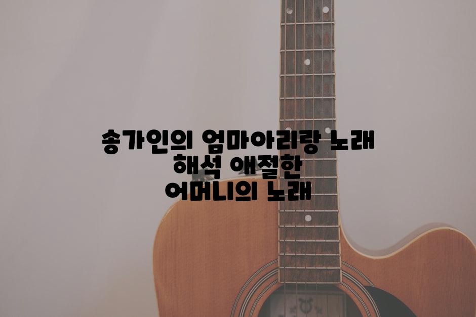 송가인의 엄마아리랑 노래 해석 애절한 어머니의 노래