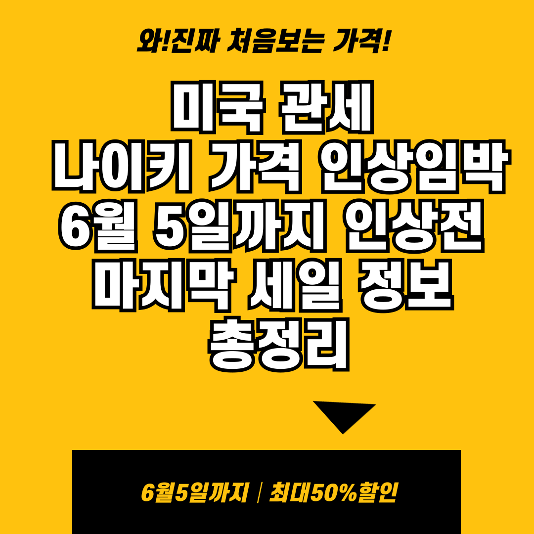 나이키 가격 인상 임박! 6월 5일까지 인상전 마지막 세일