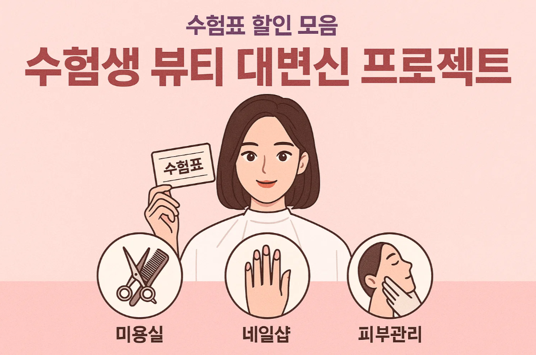 수험생 뷰티 대변신 프로젝트｜미용실&middot;네일샵&middot;피부관리 수험표 할인 모음