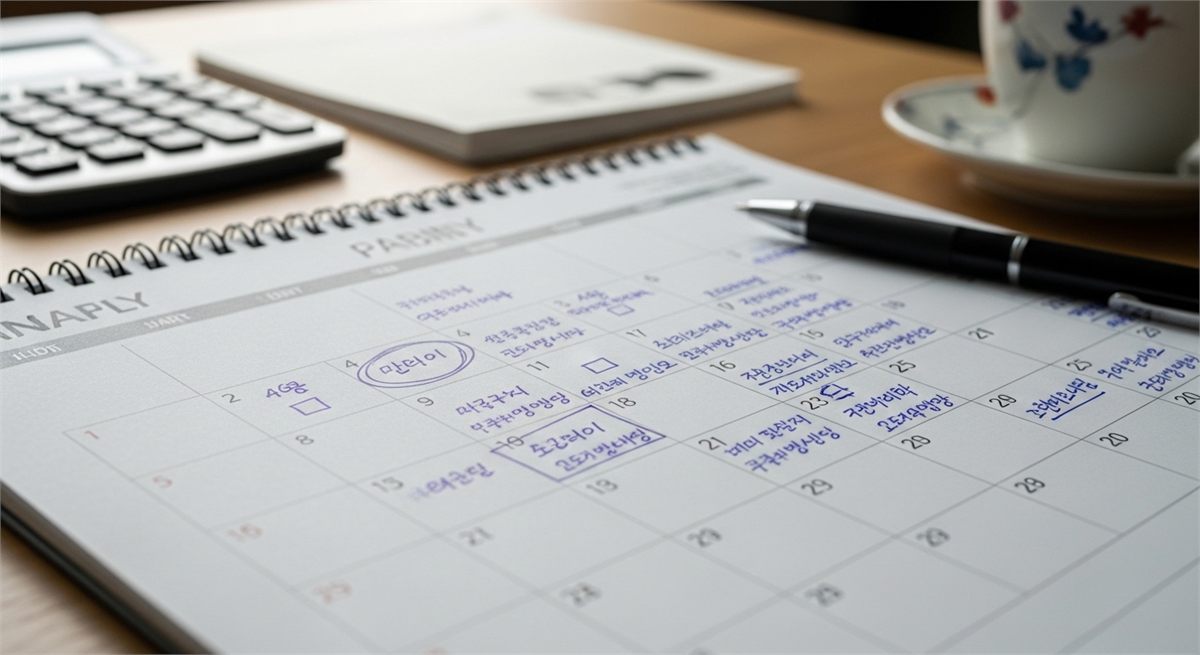 수령 연령과 시점을 떠올리게 하는 달력 디테일 장면