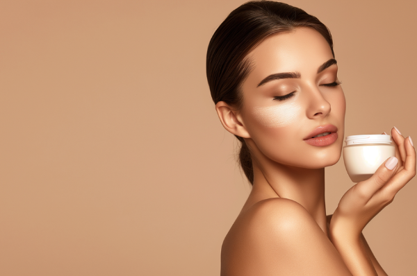 임산부를 위한 안전한 피부 관리, 저자극 스킨케어 제품을 사용하는 여성의 이미지