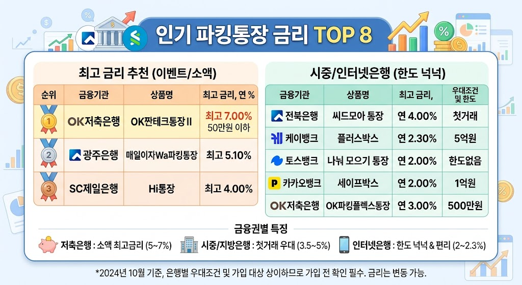 은행별 파킹통장 금리 비교 및 가입 전 필수 체크리스트 5가지