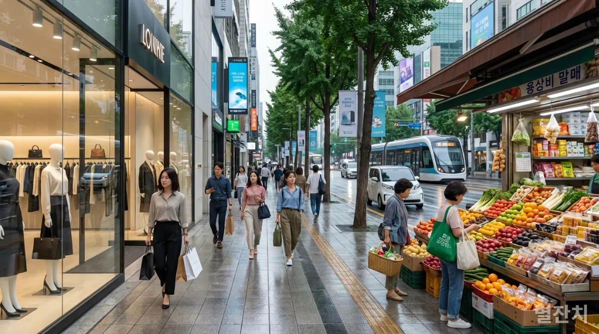 경험적 사치와 절제된 실용이 공존하는 한국 도시 거리 풍경