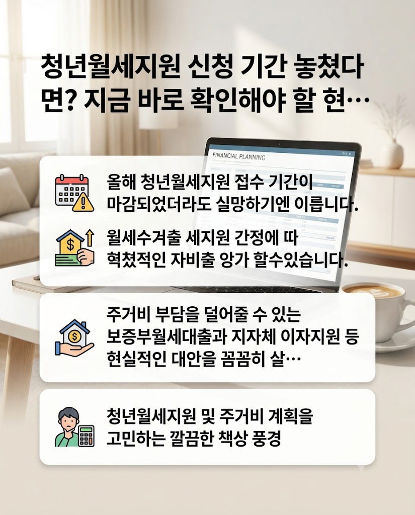 청년월세지원 신청 기간 놓쳤다면? 지금 바로 확인해야 할 현실적인 대안