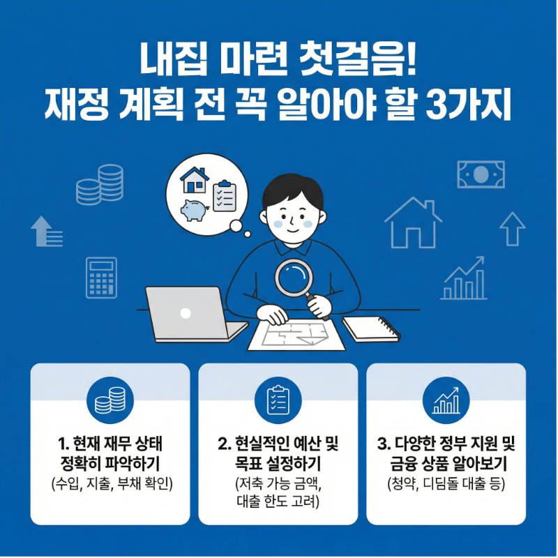 내 집 마련 첫걸음, 재정 계획 세우기, 예산 설정 핵심 원칙, DSR 규제 속 대출 한도 계산법, 청약저축 금리 우대 조건, 부동산 펀드, 생활법률정보