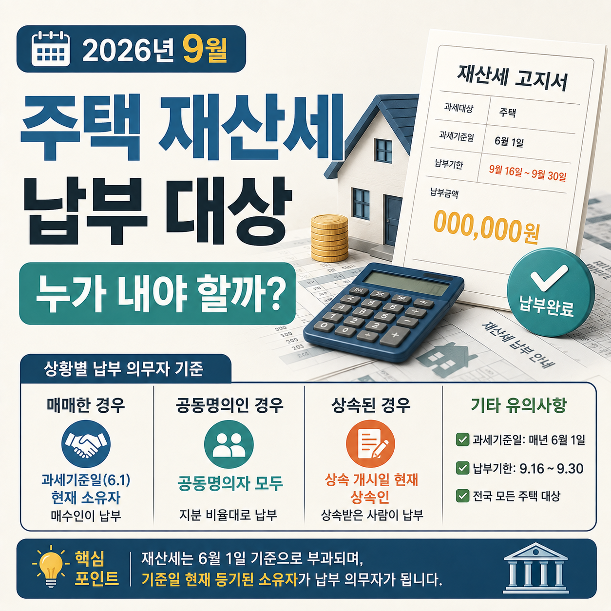 9월 주택 재산세 납부 대상을 확인하는 이미지