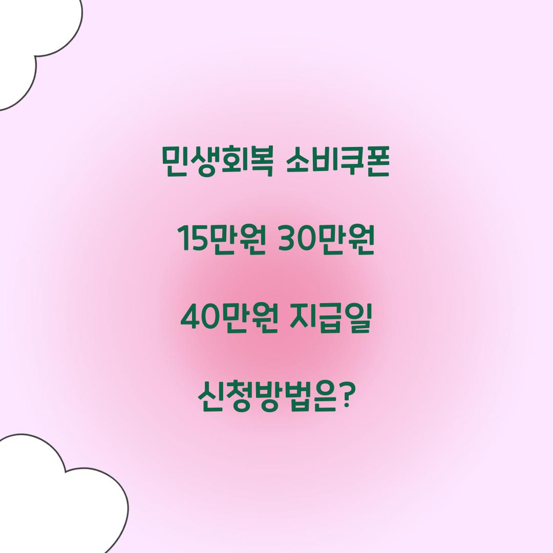 민생회복 소비쿠폰 15만원 30만원 40만원