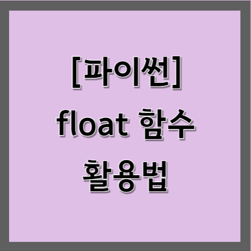 파이썬 float 함수 활용법
