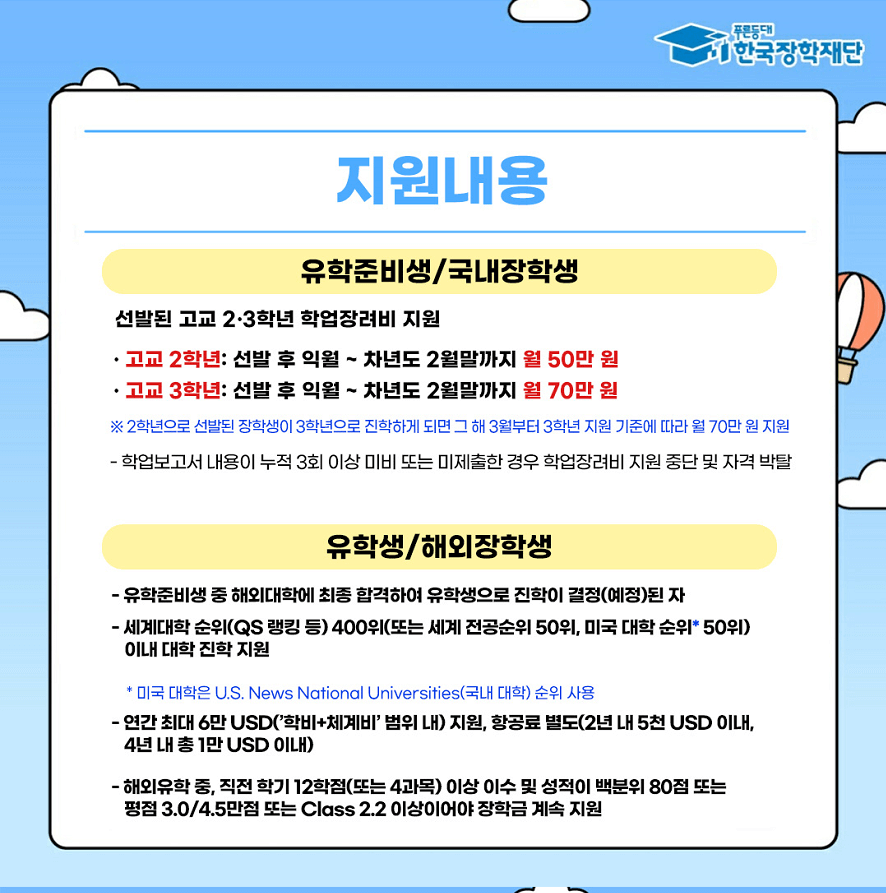 2024년 고등학생 해외유학 장학금 선발