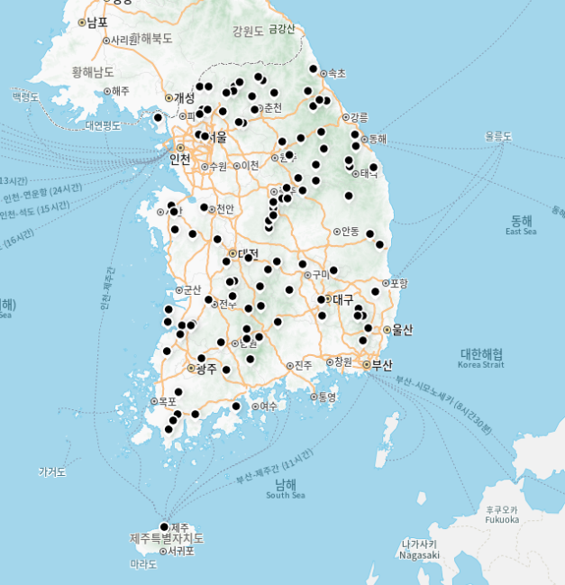 블랙야크 100대명산 인증지도