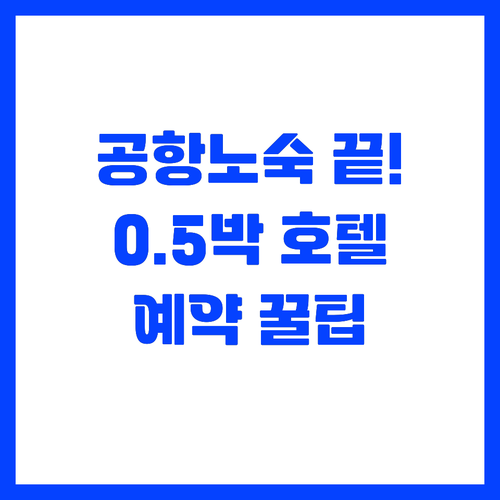 공항 노숙 대신 선택하는 가성비 0...