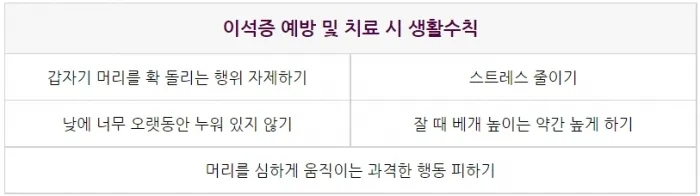 이석증 증상