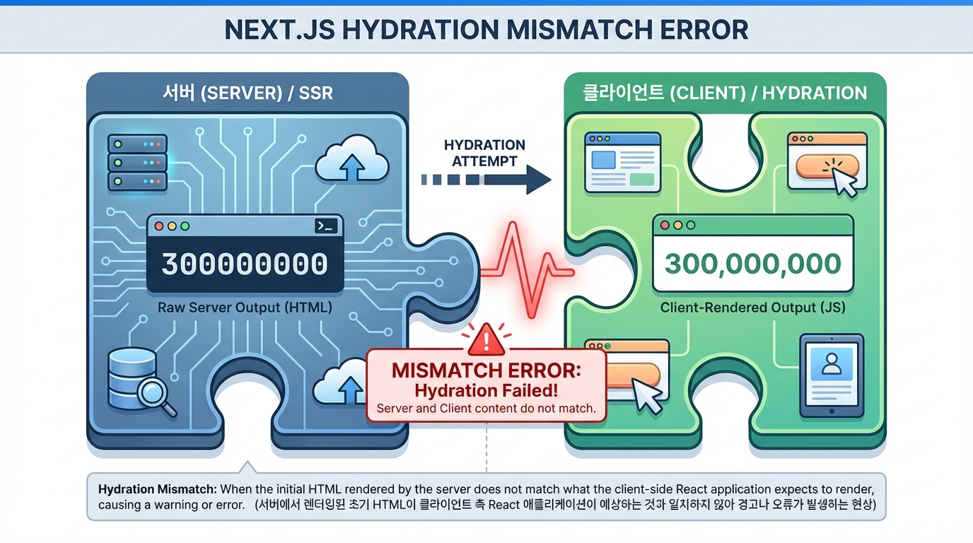 Next.js SSR Client Hydration Mismatch Error 원인