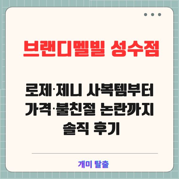 브랜디멜빌 성수점: 로제·제니 사복템부터 가격·불친절 논란까지 솔직 후기