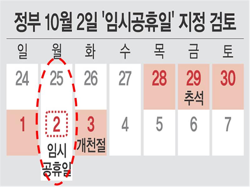 10월2일 임시공휴일