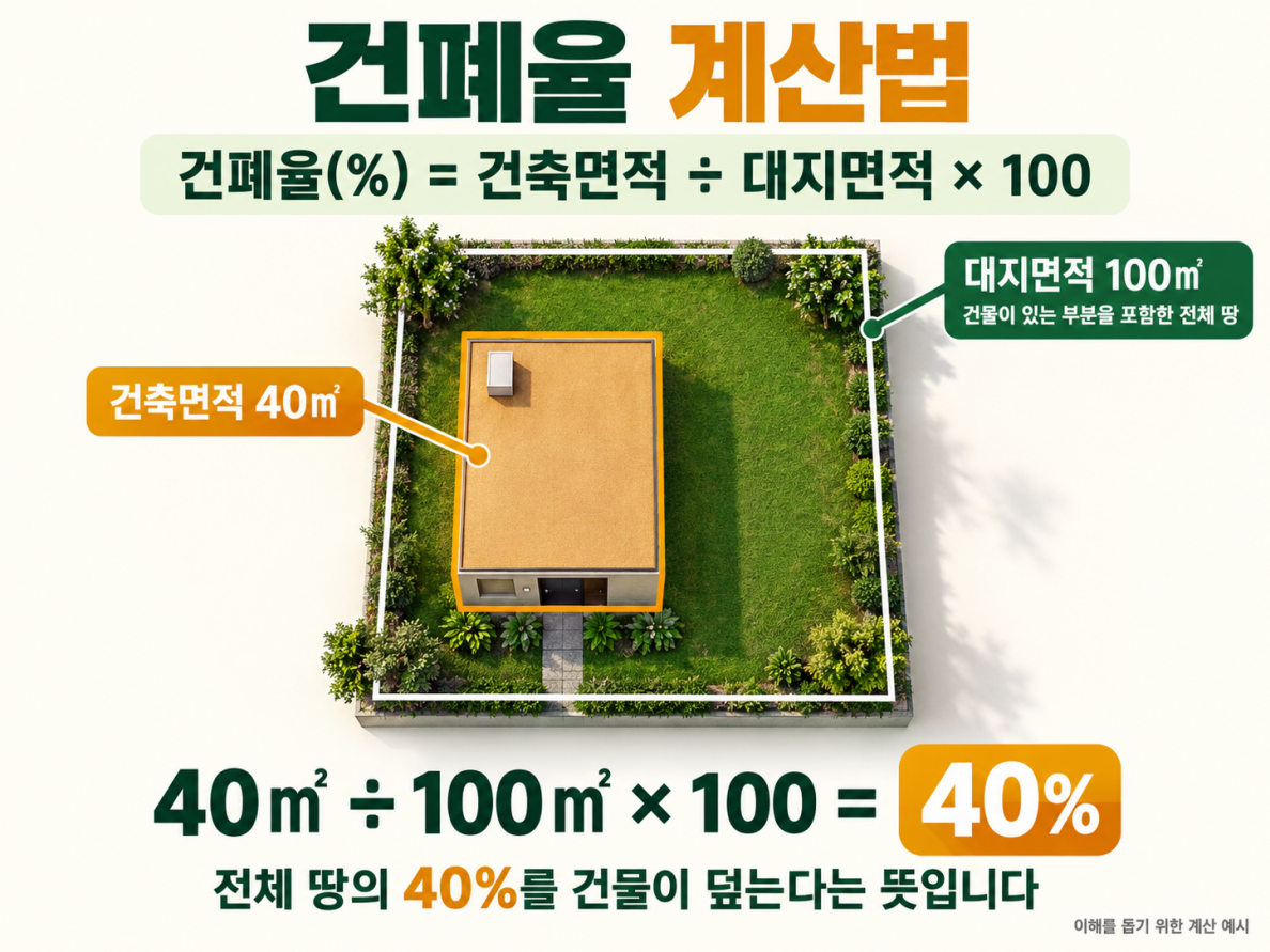 건폐율이란? 대지에서 건물이 차지하는 비율