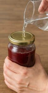 뚜껑과 병 사이 틈으로 뜨거운 물