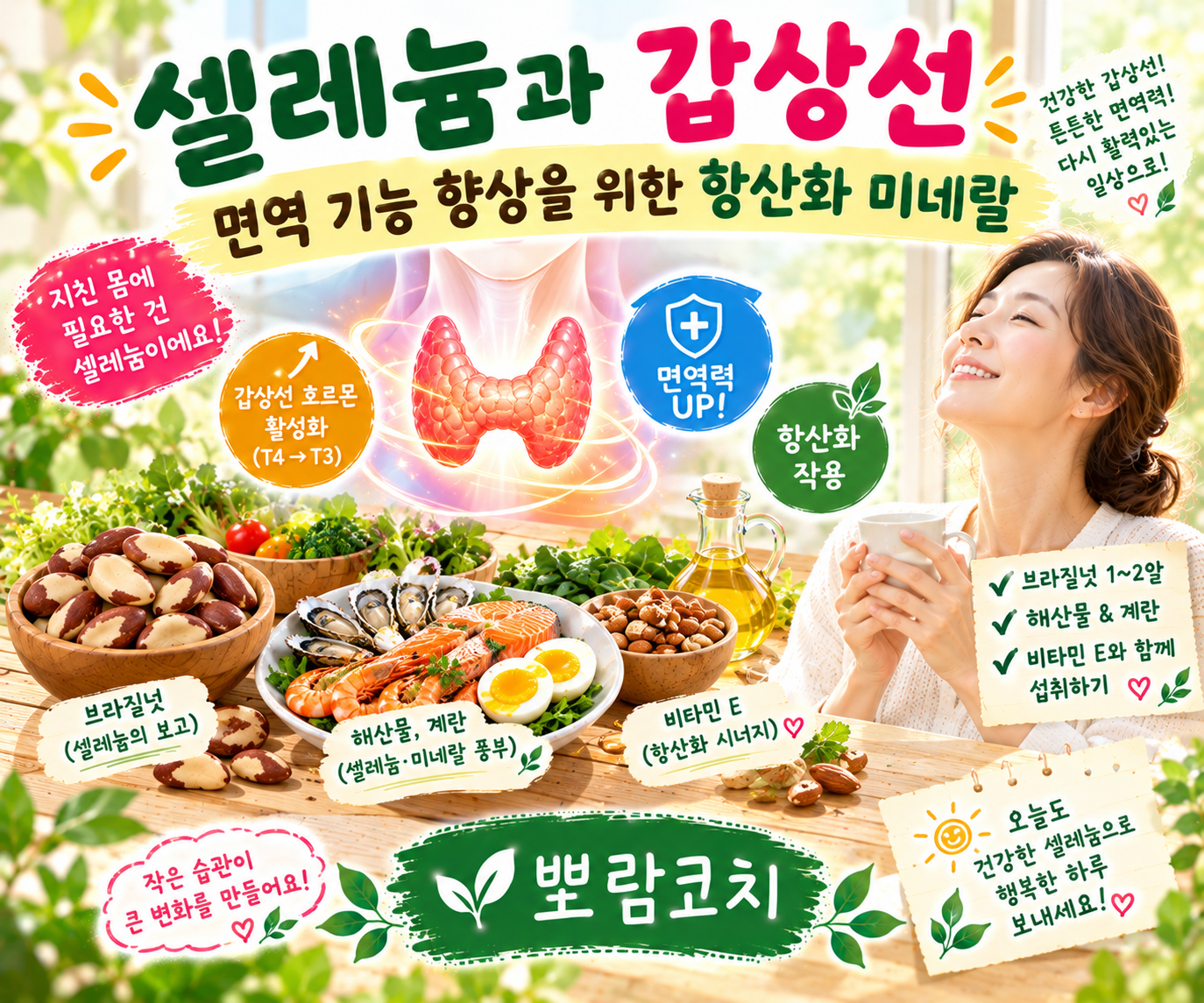 정갈한 우드 접시 위에 올려진 고소하고 신선한 브라질넛과 미네랄 견과류 계란, 새우 등 항산화 미네랄이 풍부하게 차려진 정성스러운 한식 식탁