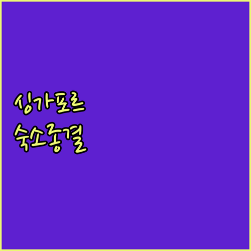 싱가포르 숙소 추천 위치별 비교 분석..