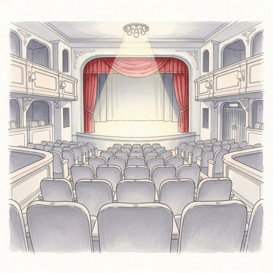 연극 관람에 최적화된 아늑한 극장 좌석 풍경