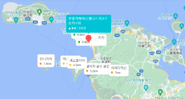 일본 호텔 마하이나 웰니스 리조트 오키나와 위치 지도