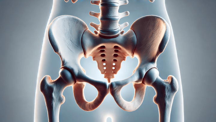골반의 뼈 구조를 알 수 있는 해부학적 이미지