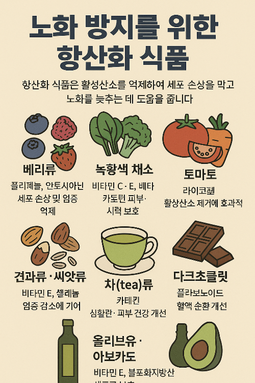 노화 방지를 위한 식품 요약 사진