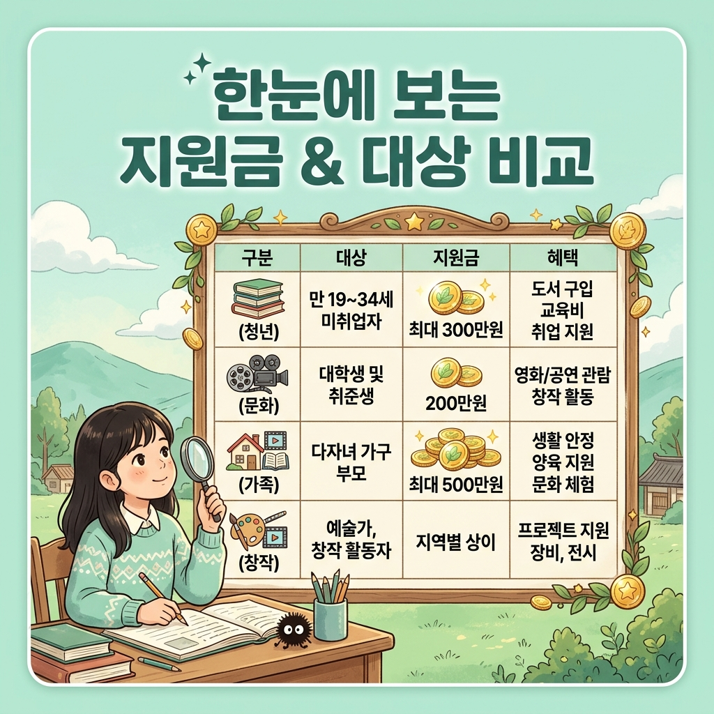 중앙정부 문화누리카드와 경기도 경기컬쳐패스 상세 비교 분석표