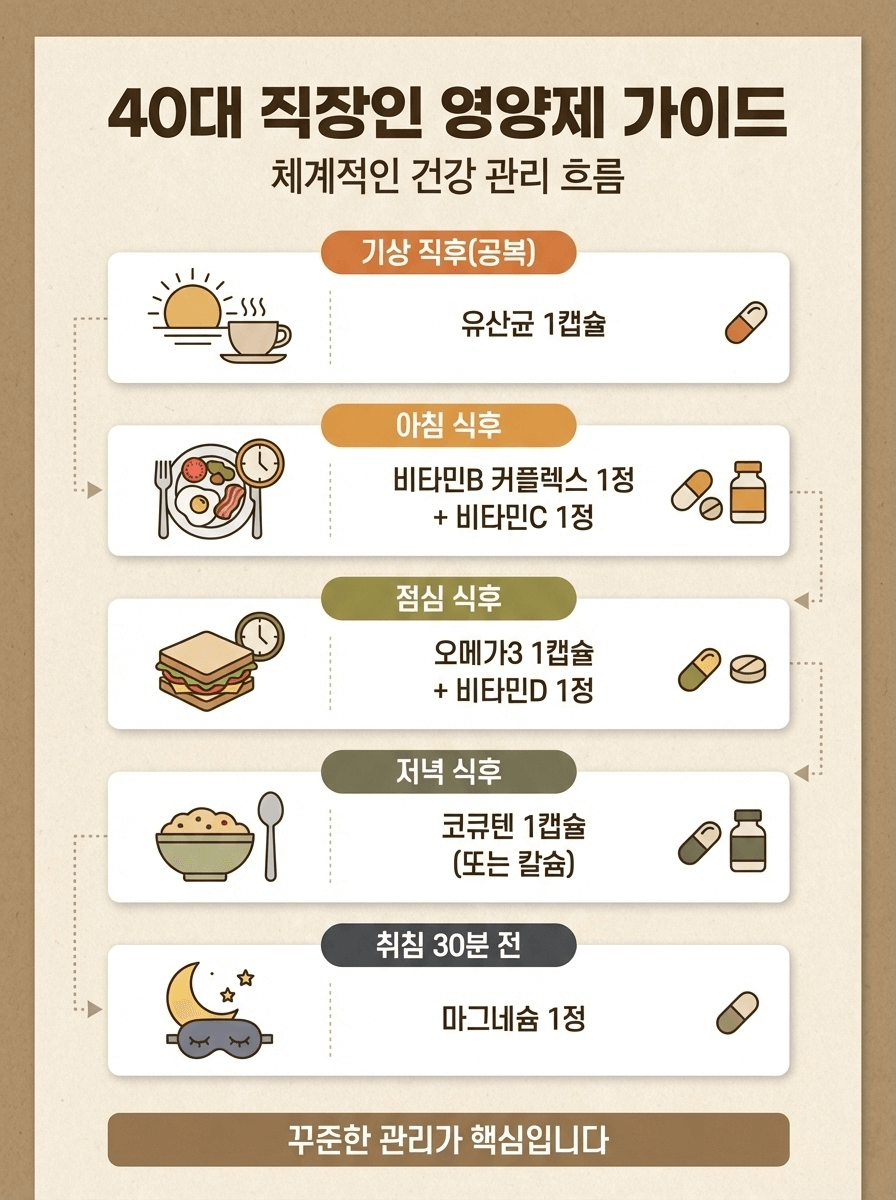 40대 직장인 영양제 복용 시간표 예시