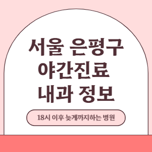 서울 은평구 야간진료 내과 병원 (18시 이후 늦게까지하는 병원)