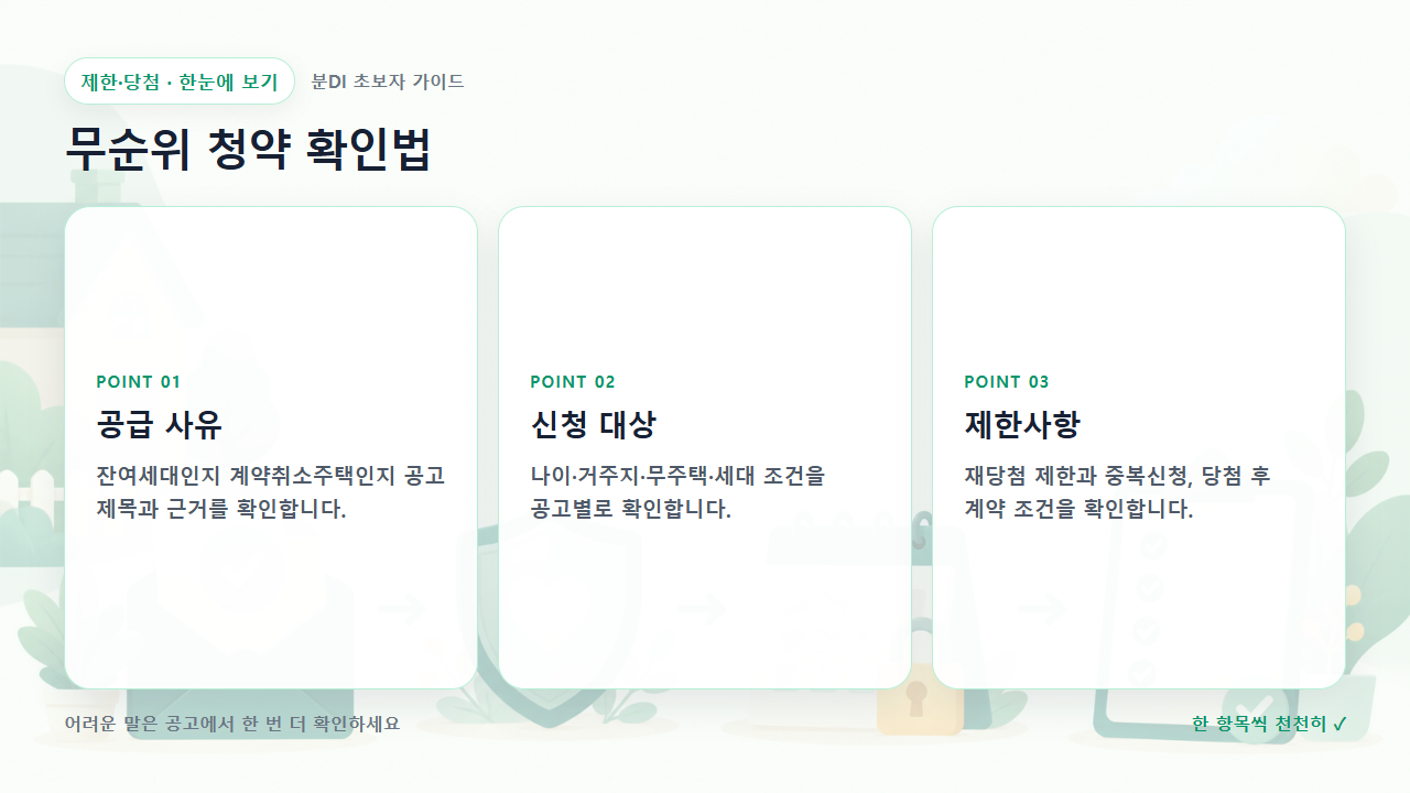 무순위 청약 확인법 핵심을 세 칸으로 정리한 한눈에 보기