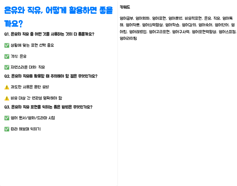 영어 강의: 은유와 직유로 표현력 UP! 비법 공개 - 은유와 직유, 어떻게 활용하면 좋을까요?
