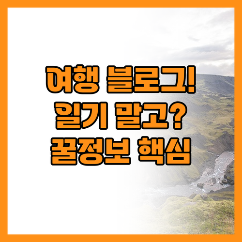 일기 말고 정보로 시작하는 여행 블로..