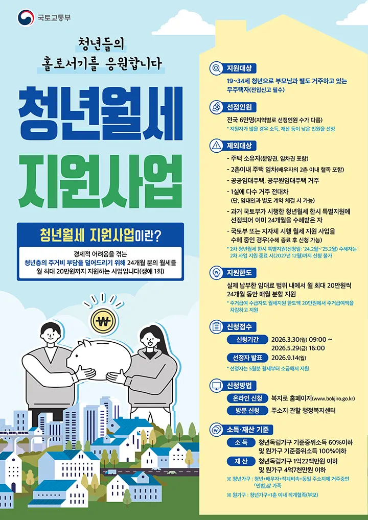 2026 청년월세 지원사업 포스터(출처:국토교통부)