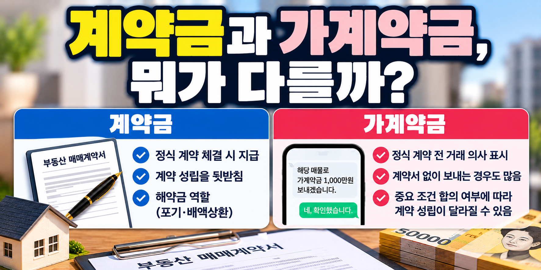 부동산 계약금과 가계약금 차이 및 반환 조건