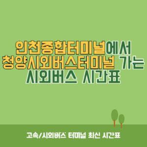 인천종합터미널에서 청양시외버스터미널 가는 시외버스 시간표 최신정보